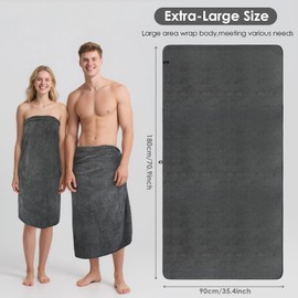 VIVOTE 1 Piece Large Microfibre Bath Towel, Super Absorbent& Quick Drying Bath Sheet, Dry Hair and Body, Bath Towel for Shower, Swimming, Sauna, Spa, etc. 90×180CM Grey