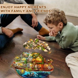 Jigfoxy Holzpuzzle Erwachsene, Tierische Arche Holz Puzzle Erwachsen,einzigartiges Holztierpuzzle, Familie und Freunde L-34 * 34cm-270pcs