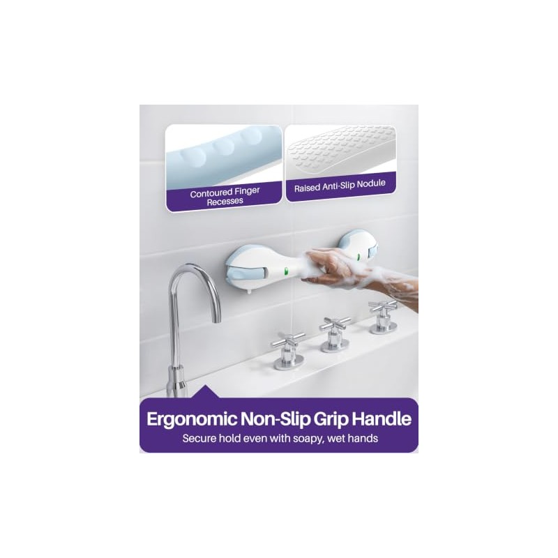 KEKOY Suction Grab Rails for Bathroom, Safety Indicator, 17.5 Inches