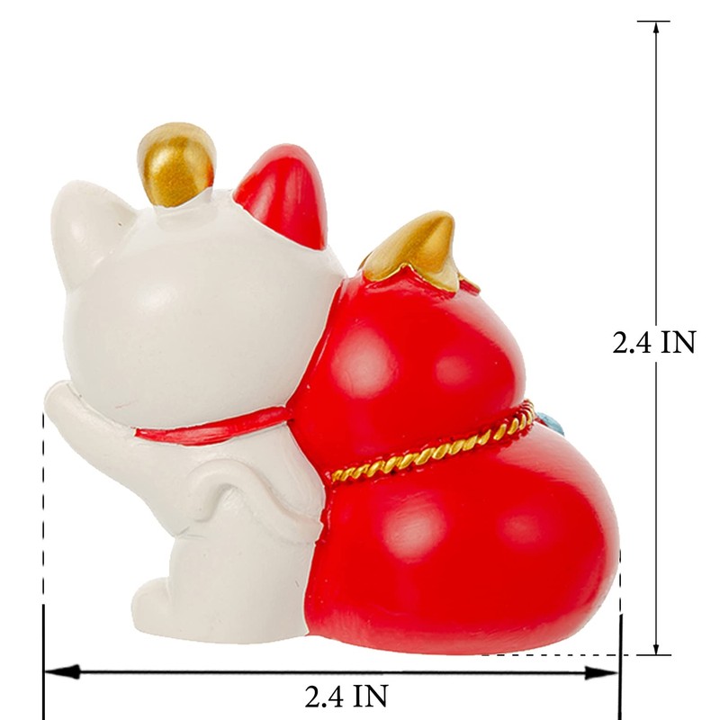 Maneki Neko Statue - Tiny Money Lucky Cat, Caishen Cat,