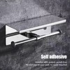 Stainless Steel Toilet Paper Holder with Shelf Self Adhesive Punch