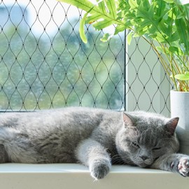 TiciKim Cat Net for Balcony and Window, 9 x 3 m, Balcony Net for Cats with Attachment Rope and Accessories, Extra Large Cat Protective Net for Balcony, Window, Patio, Door, Indoor and Outdoor, Black