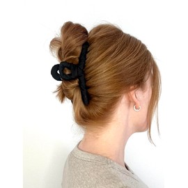 Satin Hair Claw Clamp 12.5cm Extra Strong Hold in Black, Brown or Rose (Black)