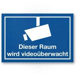 Komma Security Room Video Surveillance Sign 30 x 20 cm - Achtung Vorsicht Videoüberwachung - Warning Sign Video Surveillance - Warning Sign