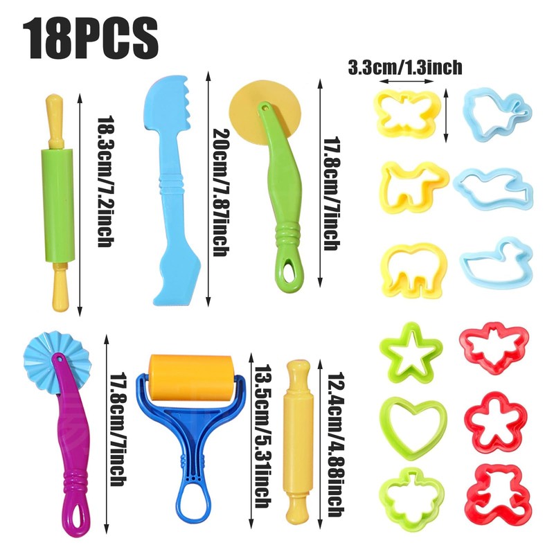18 Pcs Dough Tools Playdough Tools and Cutters Dough Tools