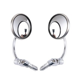 Universal Motorbike Side Mirror Chrome Round Rearview Mirrors Bar End Mirrors for Motorcycle Chopper Scooter Cafe Racer