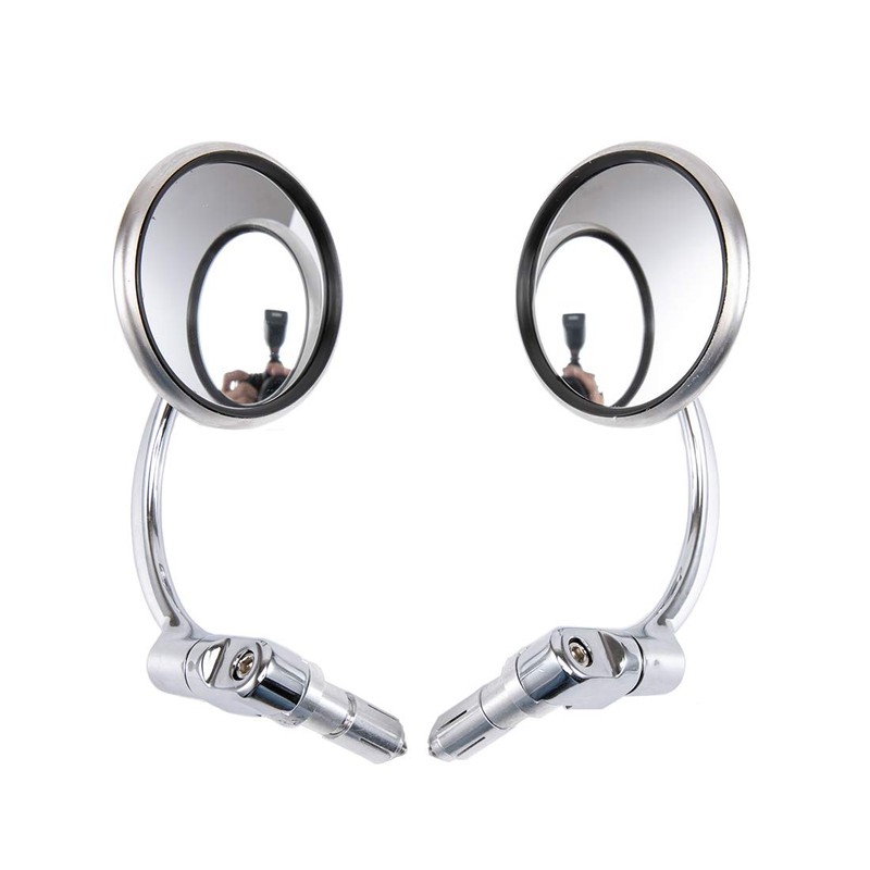 Universal Motorbike Side Mirror Chrome Round Rearview Mirrors Bar End
