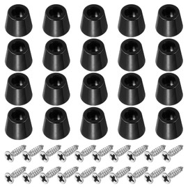 PATIKIL Cutting Board Feet,20 Pieces Non Slip Rubber Feet Bumpers with 304 Stainless Steel Screws for Cutting Board Furniture Chairs Desks 0.53" Wx0.44 H, Black