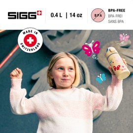 SIGG - Alu Trinkflasche Kinder - Miracle - Mit Trinkhalm - Auslaufsicher - Federleicht - BPA-frei - Klimaneutral Zertifiziert - Schule & Sport, Butterfly, 0.4 Ltr.