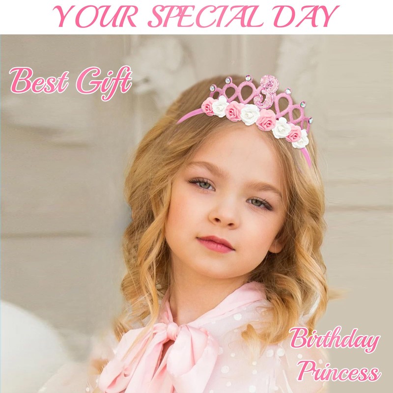 YARIEW 3rd Birthday Decorations for Girls 3rd Birthday Headband, Bithday