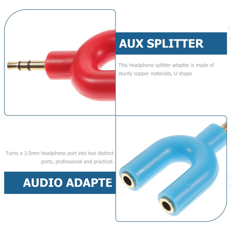 CAXUSD 5sets Professional Headset Splitter 1 to 2 Headphone Adapter