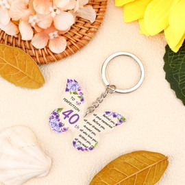 40th Birthday Gifts for Women,40th Birthday Gifts,Butterfly Acrylic Keyring 1985, Presents for 40 Th Her Female Sister Daughter Friends Mum Friend Ladies Happy 40 Th Birth Day Keepsake Decorations