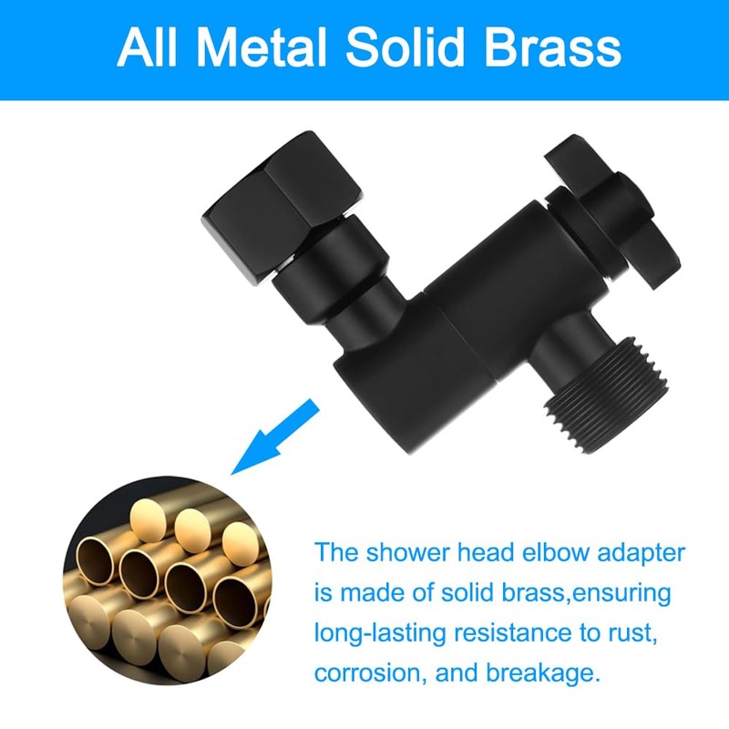 360° Adjustable Shower Head Extension Adapter, Matte Black Shower Angle