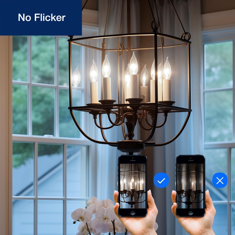 FLSNT 5000K Daylight LED Chandelier Edison Bulbs, 60W Equivalent, Dimmable