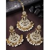 Aheli Indian Wedding Kundan Pearl Maang Tikka con pendiente Set
