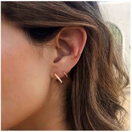 Yheakne Boho Rhinestone Twist Earrings CZ Swirl Hoop Wrap Earrings Rose Gold Spiral Double Hoop Earrings Minimalist Spiral Earrings Jewellery for Women and Girls, Alloy Steel Rose Gold Rhinestone