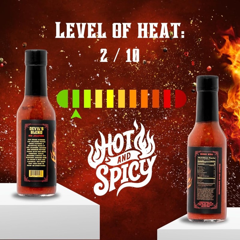 Hellfire Devil's Blend Red Jalapeno Hot Sauce, Award-Winning, Gourmet, Rich