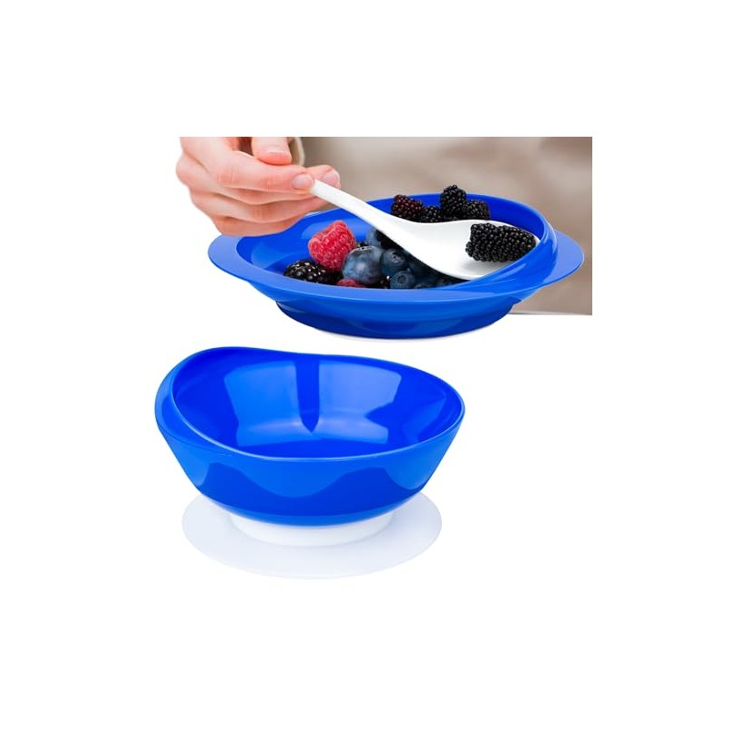 Spill Proof Scoop Plate and Bowl with Non-Skid Suction Base,