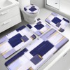 Blue Memory Foam Bathroom Rug Sets 5 Piece, Absorbent Non-Slip