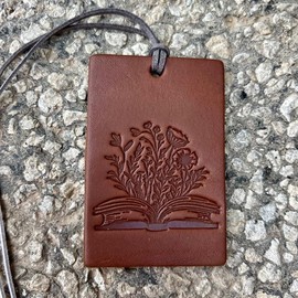 Air Flair | Leather Car Air Freshener | Rectange Books & Flowers (Cowboy Cologne)
