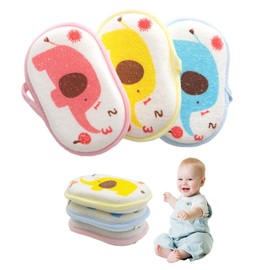 3 Pcs Baby Sponges for Bath, Elephants Baby Bath Sponge, Soft Safe Baby Sponge, Baby Sponges for Bath Newborn, Breathable Bath Sponge Kids, Three Layers of Protection Gentle on Toddler Skin