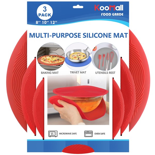 KooMall 12 10 8 Inch Multi-use Microwave Mat, Trivet, Pot