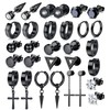 JeweBella 15Pairs Mens Earrings Stainless Steel Silver Black Stud Earrings