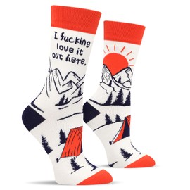 Funny Socks for Women Teenage Girls - I FUCKING LOVE IT OUT HERE Sock Valentines Day Novelty Gifts for Girlfriend Daughter Mom Crazy Camping Cool Socks - Birthday Fun Gifts Christmas Stocking