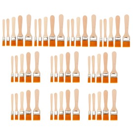 awliye 50 Piece Paint Brush Set Professional Paint Brush Set 3.5/2.7/2.3/1.5/1 cm Wooden Brush Nylon Bristles Flat Brush Varnish Brush Set for Paints, Varnish, Stains, Grill, Painting Supplies, for