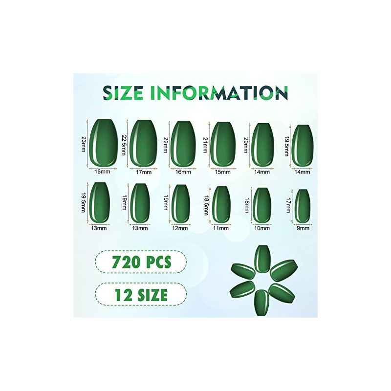 720 piezas 30 juegos de uñas postizas cuadradas medianas, uñas