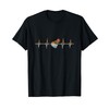 Retro Badminton Heartbeat Sports Shuttlecock T-Shirt, black
