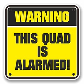 2 x 10cm This Quad is Alarmed Warning Vinyl Sticker Bike Motorcycle #9747 (10cm Wide x 10cm High)