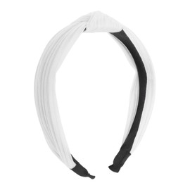 VOCOSTE Textured Cotton Knot Headband, Soft Hairband for Women, 1.3 Inch Height, White