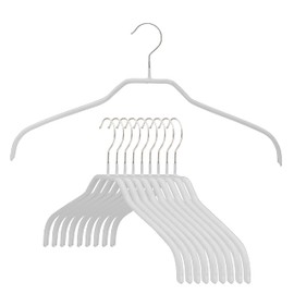 Narrow Petite Clothing Hangers by MAWA, Steel Hanger with Non-Slip Coating, for Shirts, Dresses, Suits, Camisoles, Jackets, 360-degree Rotatable Hook, Set of 10, White