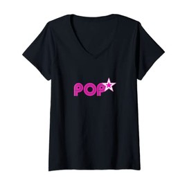 Womens Hot Pink POP STAR I'm A Famous Teen Idol Pop Music Star V-Neck T-Shirt
