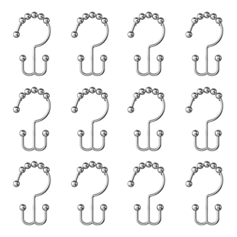 Maytex Shower Curtain Hooks, Shower Curtain Rings, Rust-Resistant Decorative Double