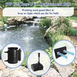 coospider-repta 4 Pack 9 WATT UVC PL-S9/TUV G23 Base Replacement UV Light Bulb for Outdoor Pond Clarifier Compatible with JUP-01 UVE9 CF400 CF500 UVCP-9 UV Light for Aquarium