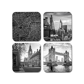 DV DESIGN 4 x Square London Coasters - England Map Landmarks Travel Holiday UK Gift #77911