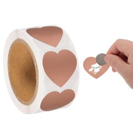 PATIKIL 300 Pcs/ 1 Roll Heart Scratch Off Stickers Label 1 Inch Self-Adhesive Heart-Shaped Labels for DIY Scraping Award Festival Party Wedding, Rose Gold