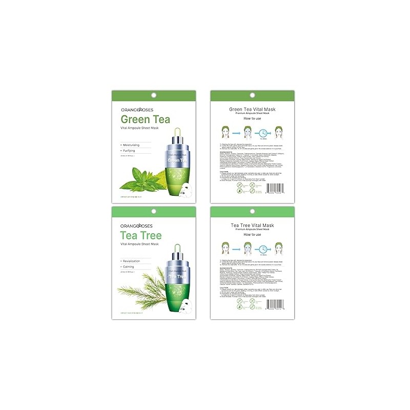 【Orangeroses】 100 Pcs Combo Pack, Premium Korean Essence Facial Mask