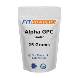 FitPowders Alpha-GPC Powder 25 Grams, Non-GMO Alpha GPC Supplement Choline Powder, Vegan, Third Party Tested, Pre-Workout, Memory and Focus, with Scoop