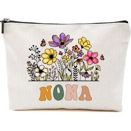Nona Wildflowers Gifts For Mother's Day Makeup Bags - Nona Flower Gift Bags - Mom Birthday Gifts - Travel Cosmetic Bag For Birthday