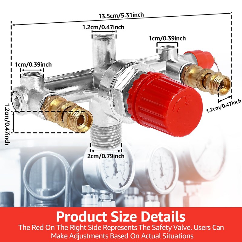 Air Compressor Pressure Switch 90-120PSI Adjustable Manifold Regulator Gauge Durable
