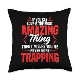 Trap Hunting Gloves Coyote Trapper Trapping Stuff Trapper Throw Pillow