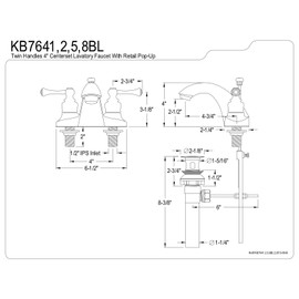 Kingston Brass KB7642BL English Country 4-Inch Centerset Lavatory Faucet with Buckingham Handle, Polished Brass