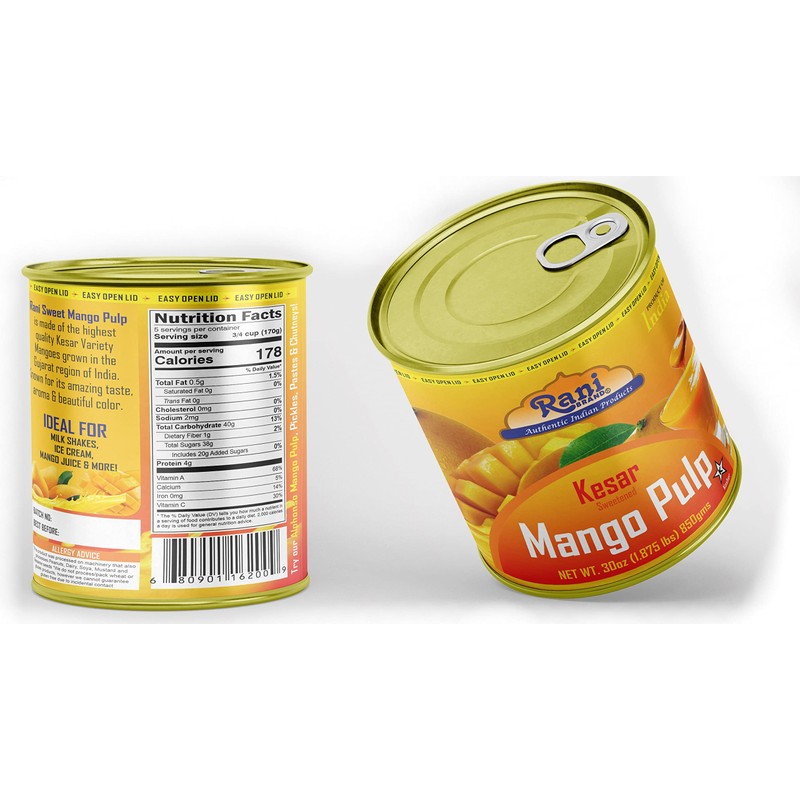 Rani Mango Pulp Puree (Makes Mango Lassi Shakes) Kesar Sweetened