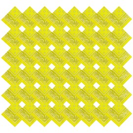 Pistha 48 Pack Bandanas for Women Men Cowboy Bandana Handkerchief Headband Face Mask Bulk for Party Costume (Classic, Yellow)