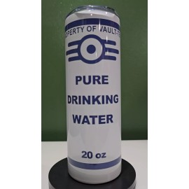 Handmade Fallout Pure Drinking Water Tumbler - Handmade 20 Oz Skinny Tumbler with Straw