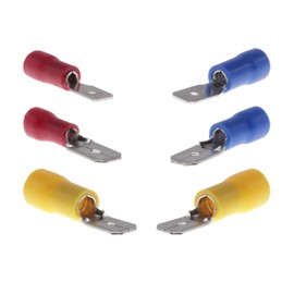 Blade Receptacles Fully Insulated with Cross Section of 0.5 mm² - 6 mm² Cable Lugs Cable Male Connectors Assortment Set 10-100 Pieces (50, Red: 6.3 mm / 0.5-1.5 mm²)