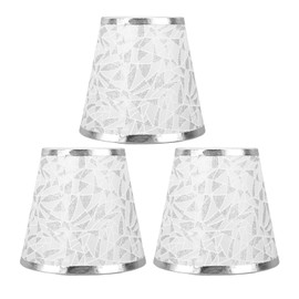 Cloth Lampshade Clip On Design Modern Barrel Fabric Lamp Shades for E14 Bulb Chandelier Wall Lamp 3pcs Silver